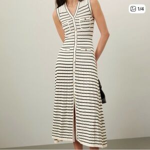 Sandro Striped Black and White Sleeveless Dress